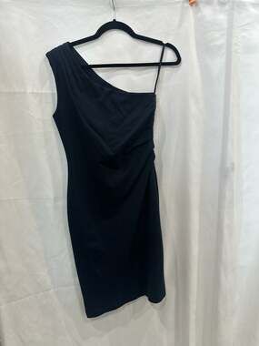 odile one-shoulder knit dress Banana Republic Blue Odile One-Shoulder Knit Dress